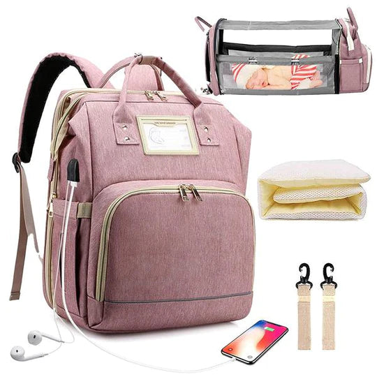 Convertible Carry crib diaper bag backpack Pink